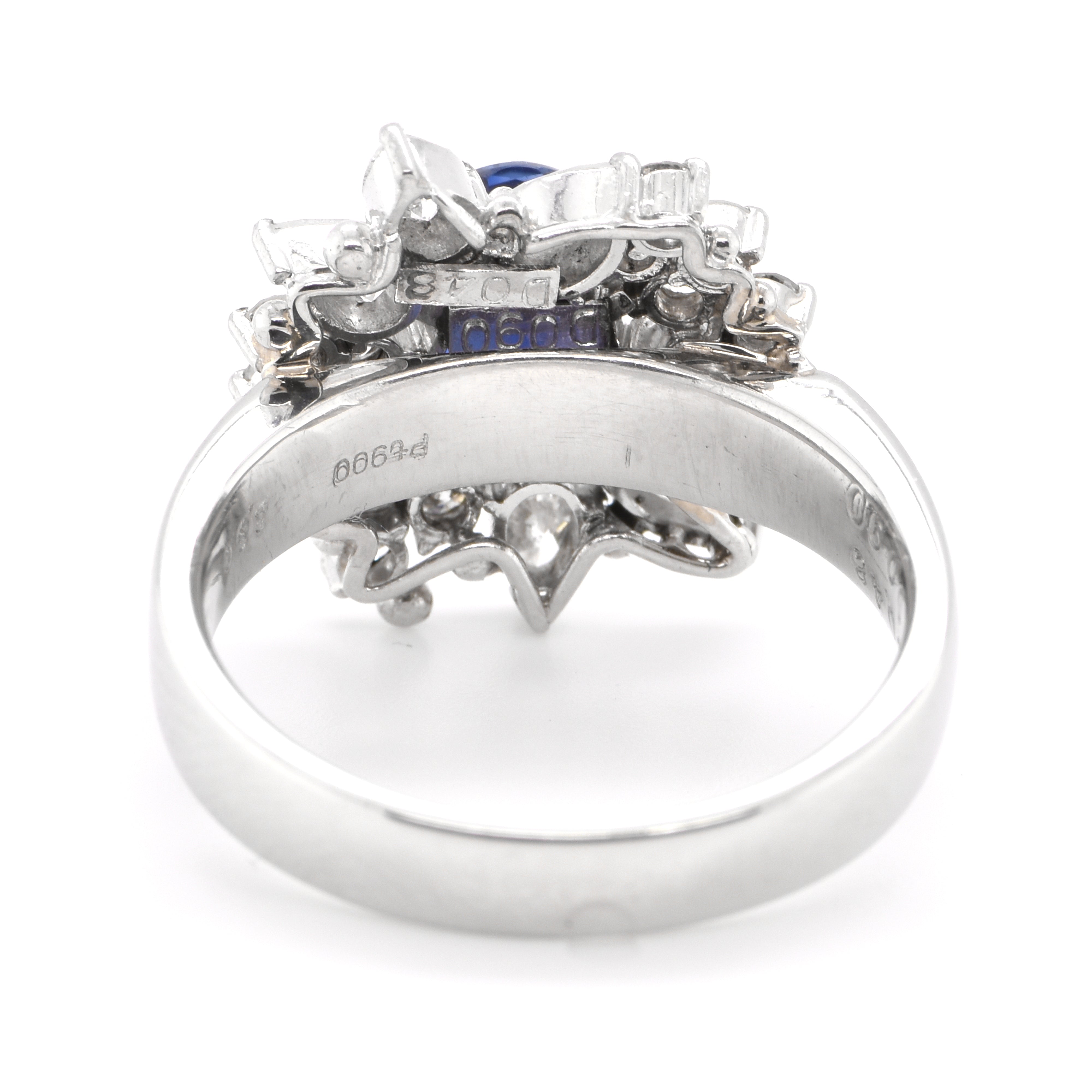 2.30 Carat Natural Madagascar Sapphire and Diamond Ring set in Platinum