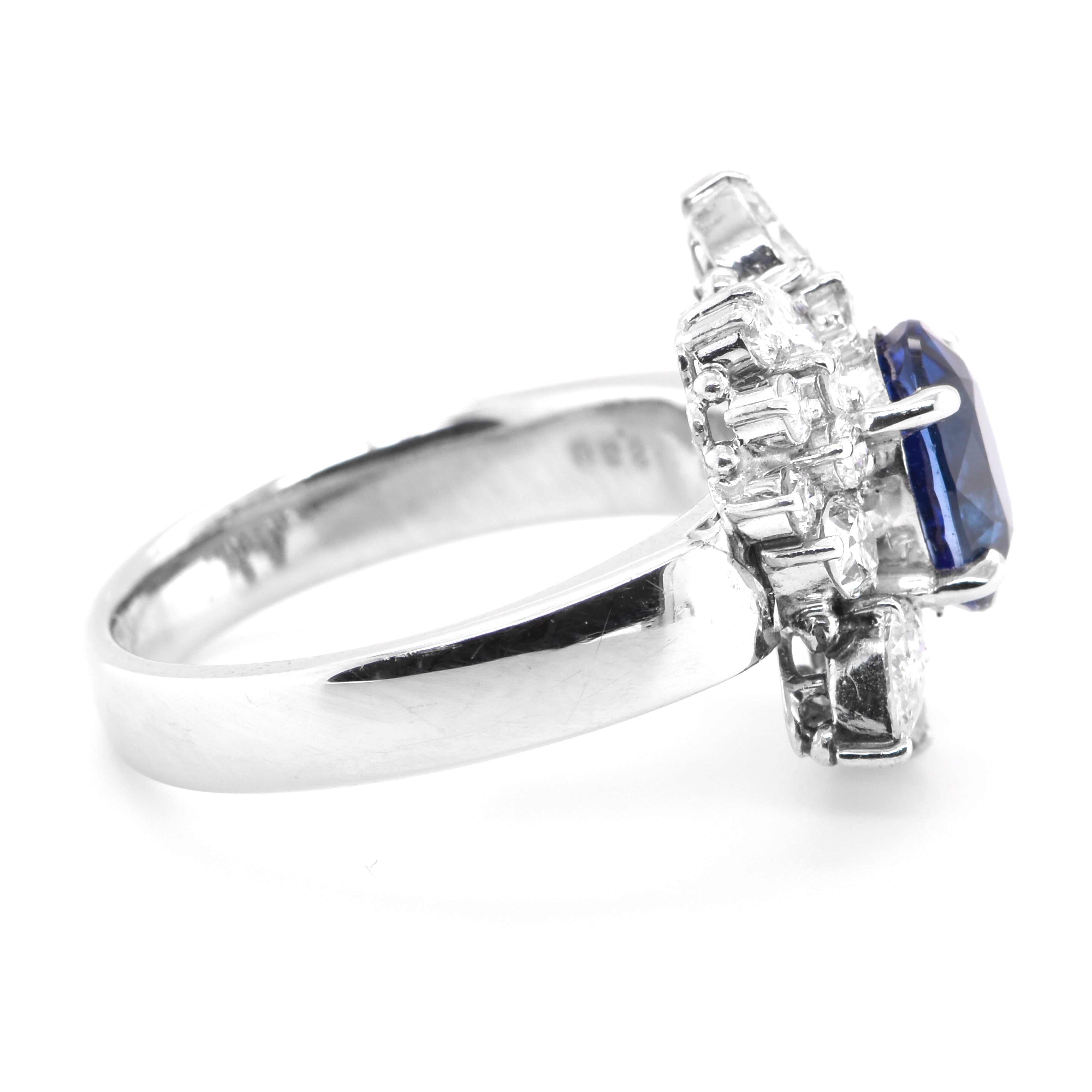 2.30 Carat Natural Madagascar Sapphire and Diamond Ring set in Platinum